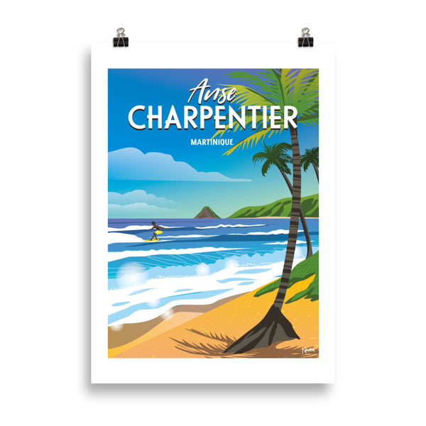 Affiche illustration Anse Charpentier Martinique — Les illustrations de Natea