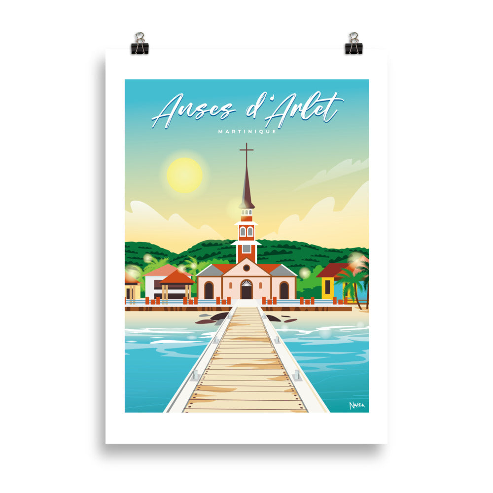Affiche illustration Anses d'Arlet Jour Martinique — Les illustrations de Natea