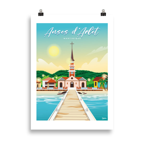 Affiche illustration Anses d'Arlet Jour Martinique — Les illustrations de Natea