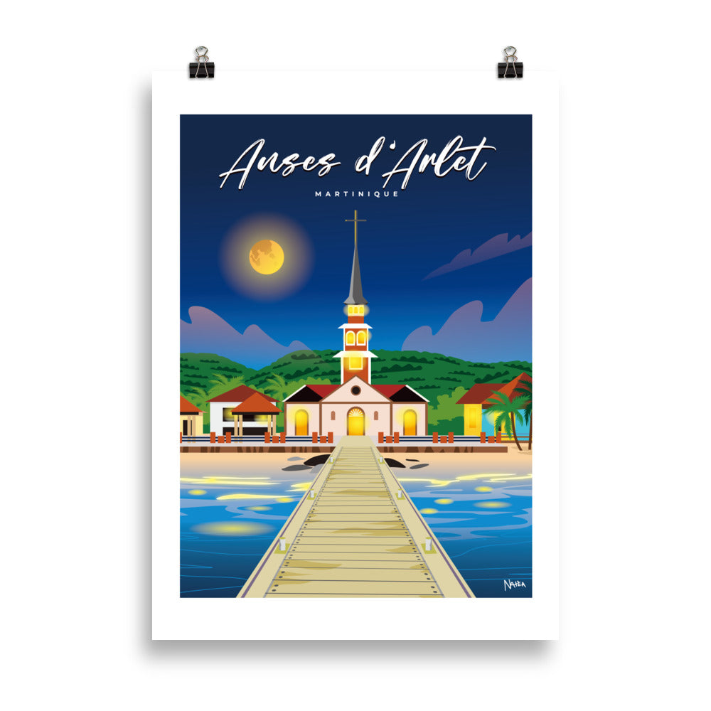 Affiche illustration Anses d'Arlet Nuit — Les illustrations de Natea