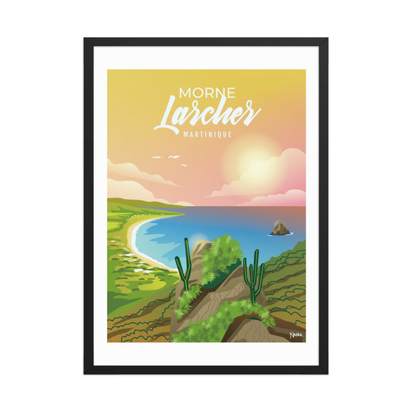 Affiche illustration Morne Larcher Martinique  avec cadre — Les illustrations de Natea