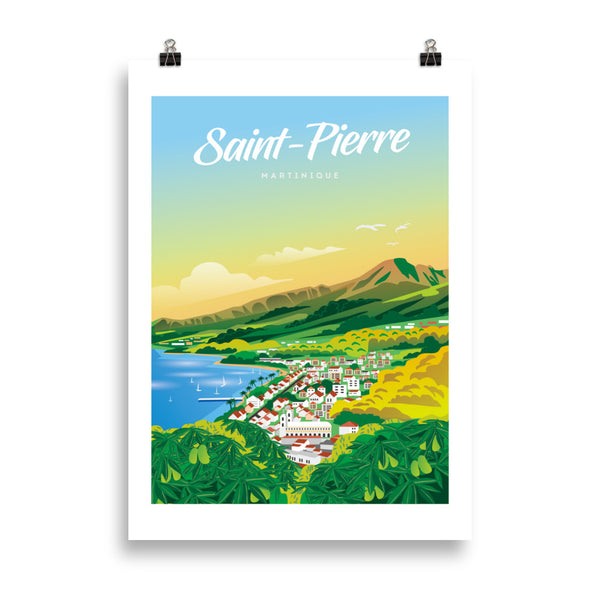 Affiche illustration Saint-Pierre Martinique — Les illustrations de Natea