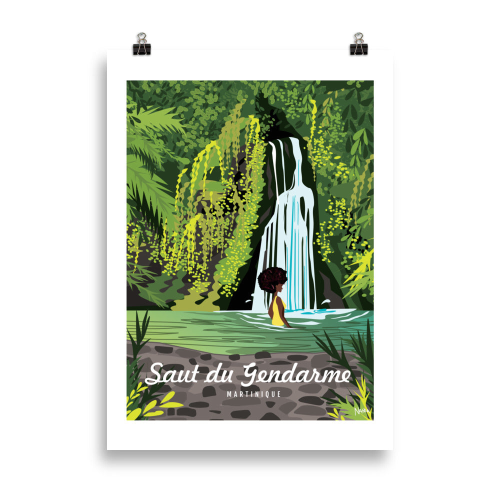 Affiche illustration Saut du gendarme Martinique — Les illustrations de Natea