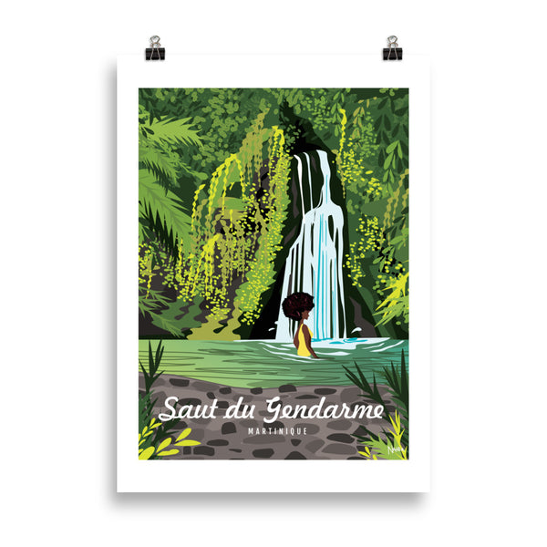 Affiche illustration Saut du gendarme Martinique — Les illustrations de Natea