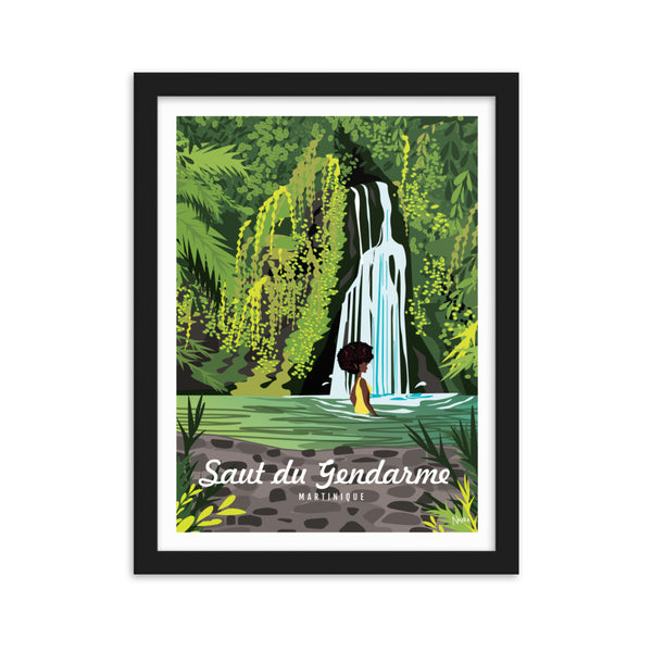 Affiche illustration Saut du gendarme Martinique avec cadre — Les illustrations de Natea