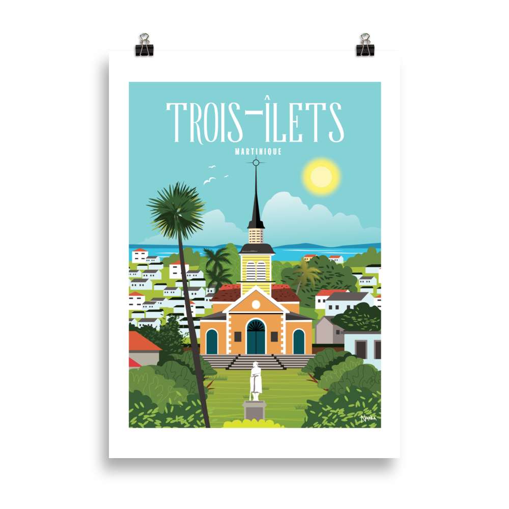 Affiche illustration Trois-Ilets Martinique — Les illustrations de Natea