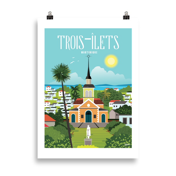 Affiche illustration Trois-Ilets Martinique — Les illustrations de Natea