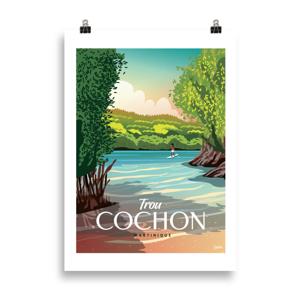 Affiche illustration Trou Cochon Martinique — Les illustrations de Natea