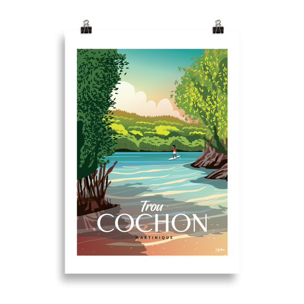 Affiche illustration Trou Cochon Martinique — Les illustrations de Natea